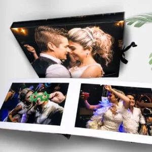 Fotos de festa de casamento com álbum personalizado Alfafotobook Pro. Impressão de alta qualidade para recordações especiais.